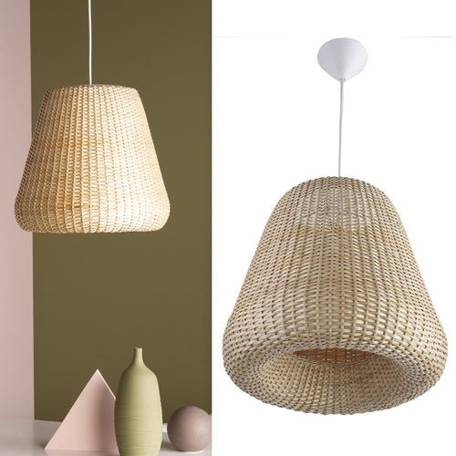 Lampara Colgante Diamante Ii Mimbre Blanco
