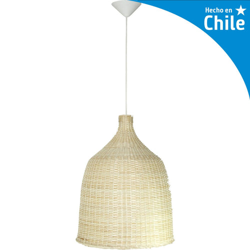 Lampara Colgante Campana Ii Mimbre Blanco