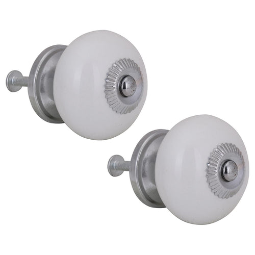 Set De Perillas Porcelana 40 Mm 2 Unidades Blanco