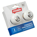 Set De Perillas Porcelana 40 Mm 2 Unidades Blanco