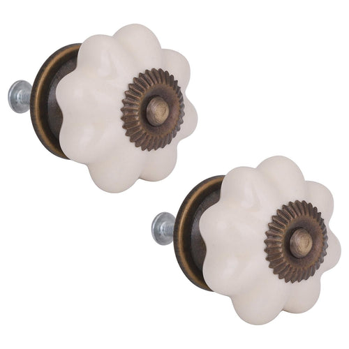 Set De Perillas Porcelana 40 Mm 2 Unidades Crema