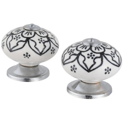 Set De Perillas Porcelana 40 Mm 2 Unidades Negro