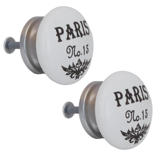 Set De Perillas Paris Porcelana 40 Mm 2 Unidades