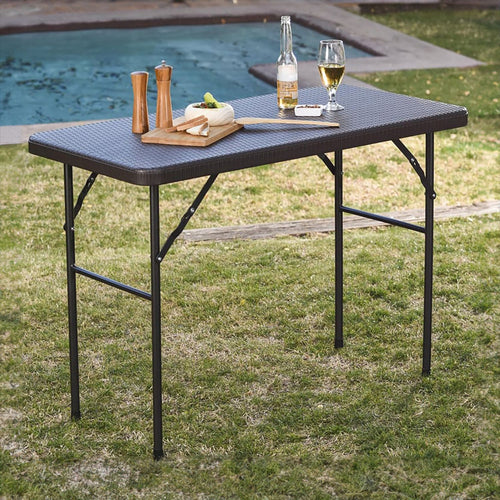 Mesa Plegable Rectangular 120 Cm Cafe Textura