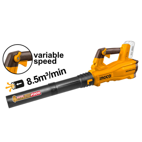 Soplador Bl Inalambrico Vel/Reg 20V 8,5M³/Min Ingco Cabli20428