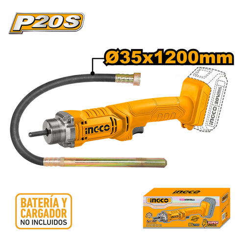 VIBRADOR DE CONCRETO INALAMBRICO 20V 35X1200MM INGCO CCVLI202301