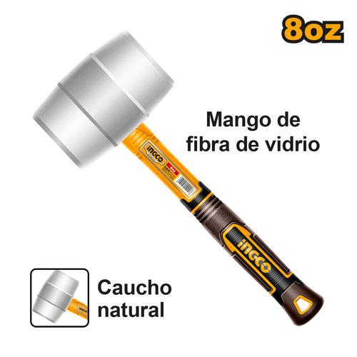 Mazo De Goma Industrial Mango Fv 220Gr/8Oz Blanco Ingco Hruh8908