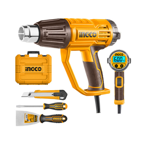 PISTOLA DE CALOR INDUSTRIAL DIGITAL 50/600°C + ACCESORIOS 2000W INGCO HG2000581