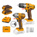SET ATORNILLADOR IMPACTO Y TALADRO AT +2 BAT 2AH Y CARG 20V INGCO COSLI230708
