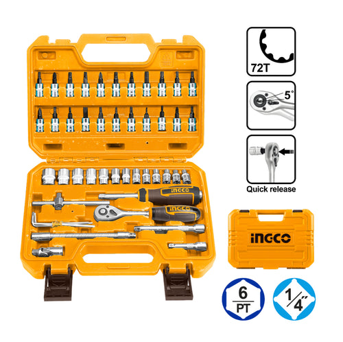 SET DADOS Y CHICHARRA INDUSTRIAL 46 PIEZAS 1/4