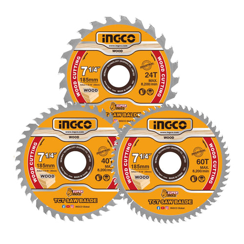 Disco De Sierra Circular Industrial 3Pz Ma 24-60T 185Mm 7 1/4" Ingco Tsb51852153