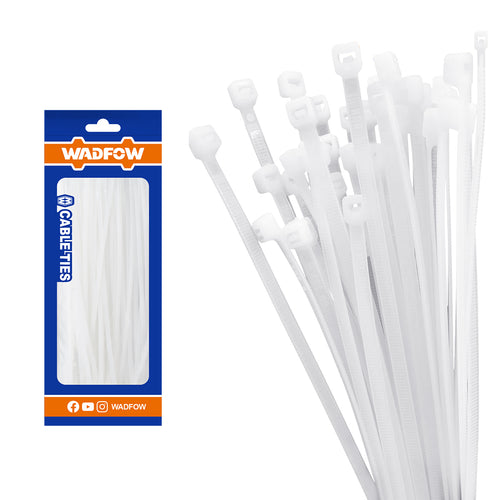 SET AMARRAS PLASTICA 100 PIEZAS 2,5X100MM BLANCAS WADFOW WTE310025