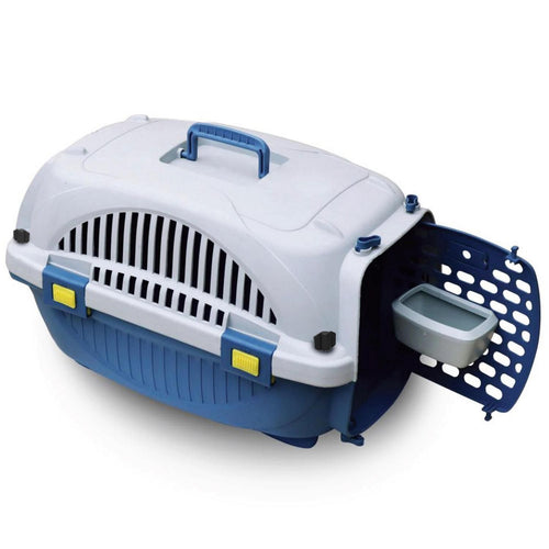 Jaula De Transporte M Para Perro 42.5X40X60 Cm Blanco/Azul