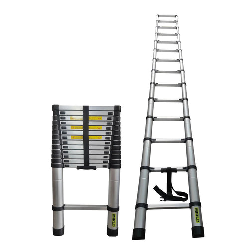 ESCALERA TELESCOPICA PLEGABLE ALUMINIO 150KG 4,1M 14 ESCALONES MIRLO JZ410