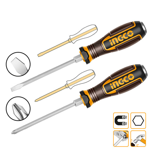 Set Destornillador Pasante Para Golpe Industrial Ph/Sl 2 Piezas Ingco Hgtst0208
