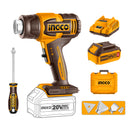 PISTOLA DE CALOR +BAT 4AH Y CAR INDUSTRIAL ANALOGA 300/550°C 20V INGCO HGLI20065