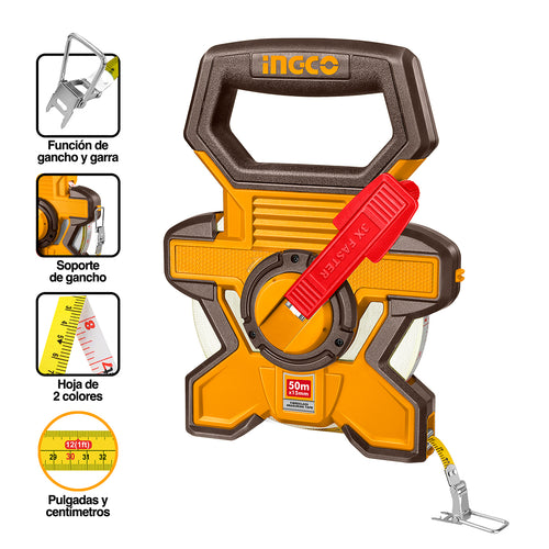 Cinta Metrica Industrial Fv Con Mango 15Mmx50M Ingco Hfmt1850