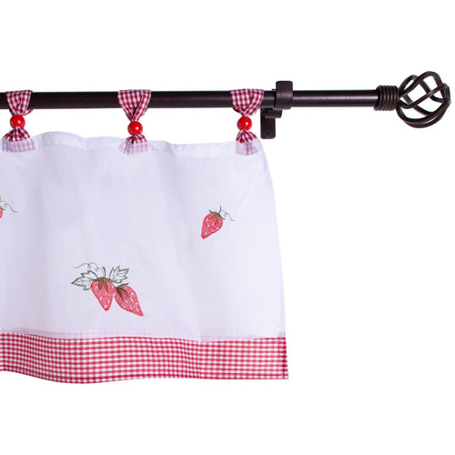 Cenefa De Cocina 45X135Cm Frutillas Cuadrille Roja