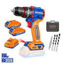 Taladro Percutor Bl Cp + 2 Baterias 2Ah Y Cargador 20V/62Nm Wadfow Wcdp6281