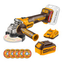Esmeril Angular Bl +Bat 4Ah Y Carg +5 Discos 4 1/2" 20V/115Mm Ingco Cagli261521