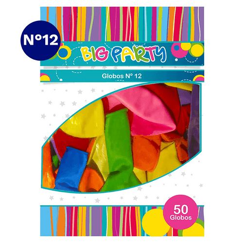 Globos Colores Surtidos 50 Unidades N° 12 Big Party