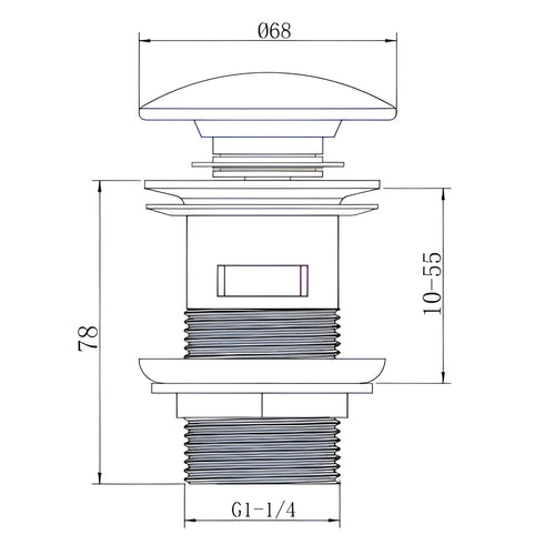 Desagüe Pop-Up 1 1/4" Tapon Loza Blanco Con Rebalse
