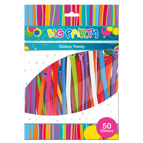 Globos Figuras Largos Colores Surtidos 50 Unidades Big Party