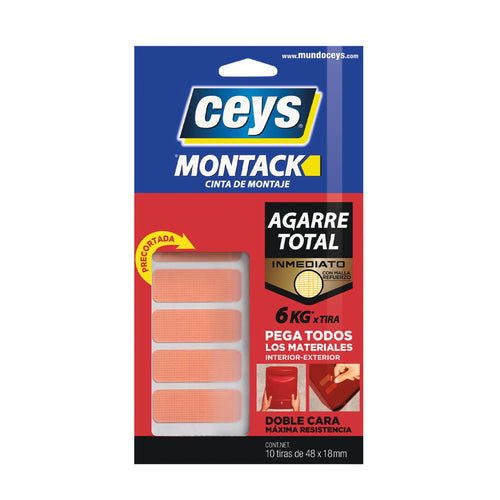 Cinta de Montaje Montack doble contacto precortada 48x18mm - Ceys