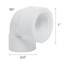 Codo 90O Pvc-P Hi/Hi 1" X 3/4" 1U