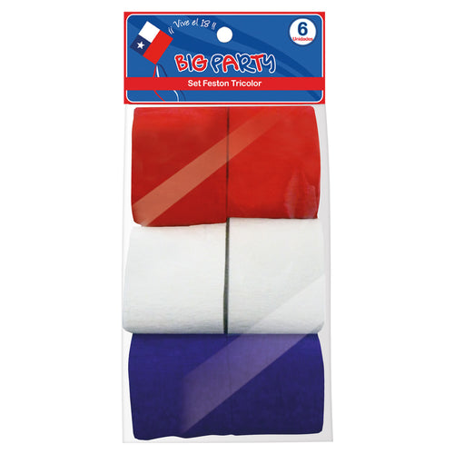 Set De 6 Unidades Feston Tricolor 10 Mts X4Cms Big Party