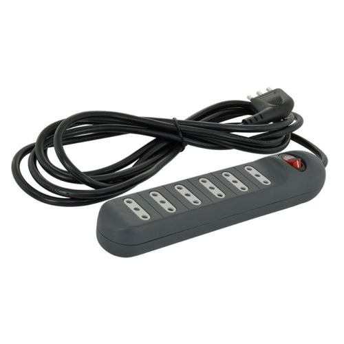 Alargador Zapatilla 6 posiciones con switch Negro 3mts - Lexo