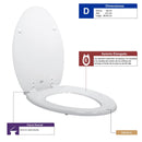 Asiento WC E Madera Elongado Base Plastica Ajustable Blanco