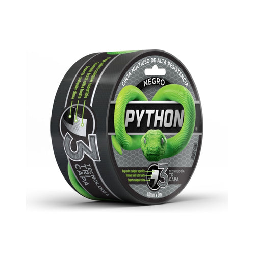 Cinta de ducto multiuso negra 9mts x 48mm - Python