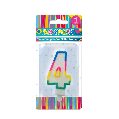 Vela Cumpleaños Glitter N°4 Big Party