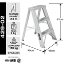 Piso Escalera Aluminio 3 Peldaños 0.61 Mts Cuprum