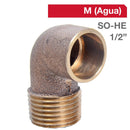 Codo Bronce So/He 1/2" 1U