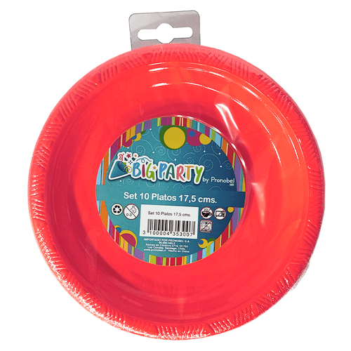 Set Platos Rojos 17,5 Cms 10 Unidades Big Party