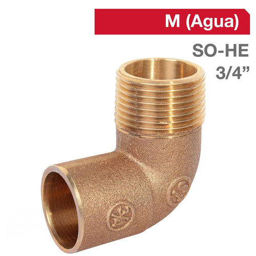 Codo Bronce So/He 3/4" 1U