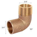 Codo Bronce So/He 3/4" 1U