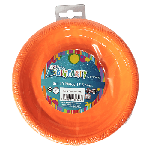 Set Platos Naranjo 17,5 Cm 10 Unidades Big Party