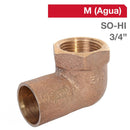 Codo Bronce So/Hi 3/4" 1U