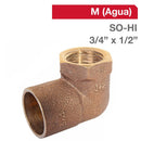 Codo Bronce So/Hi 3/4" X 1/2" 1U