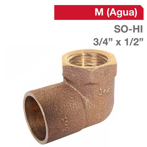 Codo Bronce So/Hi 3/4" X 1/2" 1U