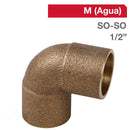 Codo Bronce So/So 1/2" 5U
