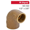 Codo Bronce So/So 1/2" X 3/8" 1U