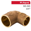 Codo Bronce So/So 3/4" 5U