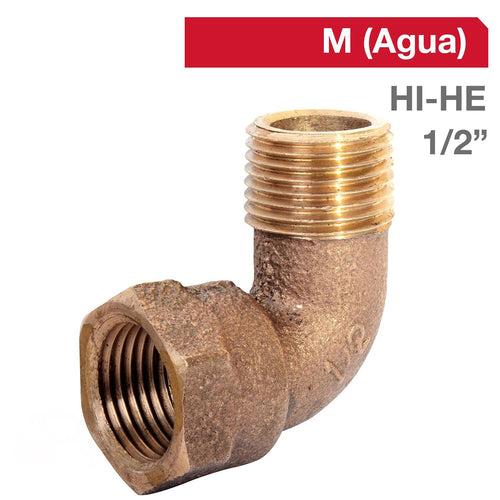 Codo Bronce Hi/He 1/2" 1U