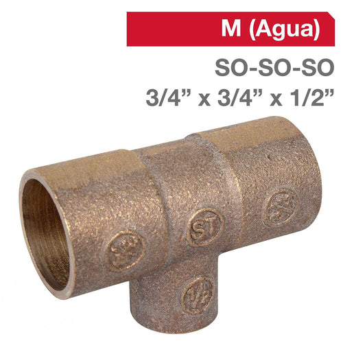 Tee Bronce So/So/So 3/4" X 3/4" X 1/2" 1U