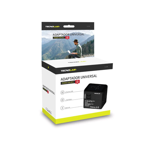 Adaptador Universal para Viajes Negro 2 USB 6A - Tecnolab