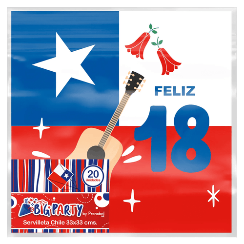 Set Servilletas Dieciocheras Chile 33X33 Cms 20 Unidades Big Party